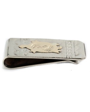 12kt Gold Filled and .925 Sterling Silver Turtle Handmade Certified Authentic Navajo Native American Money Clip 11257