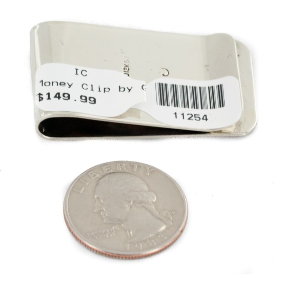 Certified Authentic 12kt Gold Filled and .925 Sterling Silver Bull Skull Handmade Navajo Native American Money Clip 11254