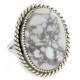 Handmade Oval Navajo .925 Sterling Silver Certified Authentic White Howlite Native American Ring  17025-4