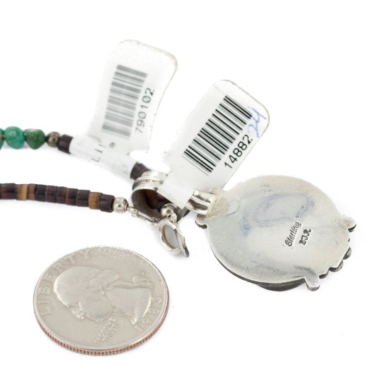 .925 Sterling Silver Certified Authentic Navajo Turquoise Native American Necklace 14882-24-790102