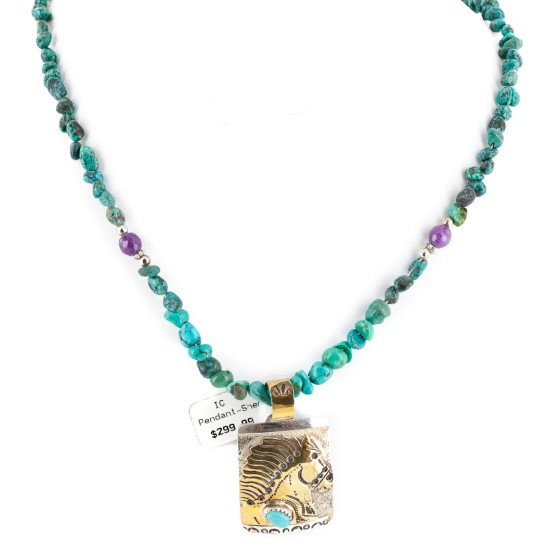 12kt Gold Filled and .925 Sterling Silver Handmade Horse Certified Authentic Navajo Turquoise Quartz Native American Necklace 24149-5-15851 12kt Gold Filled and .925 Sterling Silver Handmade Horse Certified Authentic Navajo Turquoise Quartz Native American Necklace 24149-5-15851
