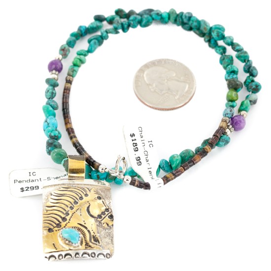 12kt Gold Filled and .925 Sterling Silver Handmade Horse Certified Authentic Navajo Turquoise Quartz Native American Necklace 24149-5-15851 12kt Gold Filled and .925 Sterling Silver Handmade Horse Certified Authentic Navajo Turquoise Quartz Native American Necklace 24149-5-15851