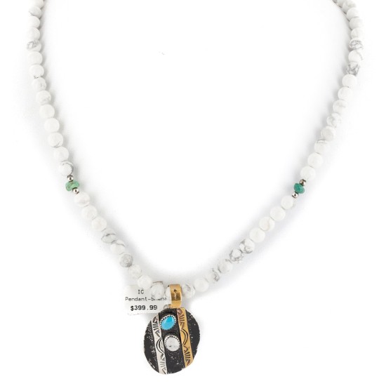 12kt Gold Filled and .925 Sterling Silver Handmade Certified Authentic Navajo Turquoise Howlite Native American Necklace 740100-53-7501003