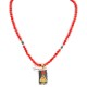 12kt Gold Filled and .925 Sterling Silver Arrowhead Handmade Certified Authentic Navajo Coral Natural Turquoise Native American Necklace 24298-105-15930-5