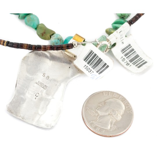 12kt Gold Filled and .925 Sterling Silver Wavy Storyteller Handmade Certified Authentic Navajo Coral Turquoise Native American Necklace 15037-21-15781 12kt Gold Filled and .925 Sterling Silver Wavy Storyteller Handmade Certified Authentic Navajo Coral Turquoise Native American Necklace 15037-21-15781