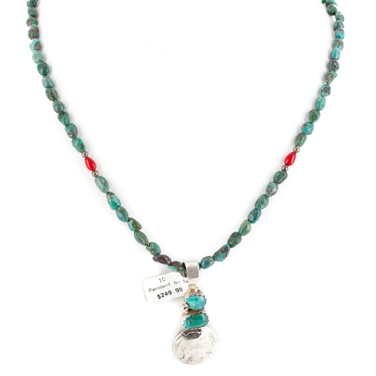 Vintage Style Buffalo Nickel .925 Sterling Silver Certified Authentic Navajo Coral Turquoise Native American Necklace 15030-37-15781 Vintage Style Buffalo Nickel .925 Sterling Silver Certified Authentic Navajo Coral Turquoise Native American Necklace 15030-37-15781
