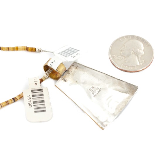 12kt Gold Filled and .925 Sterling Silver Kokopelli Handmade Certified Authentic Navajo Coral Turquoise Spiny Oyster Native American Necklace 24145-15780