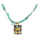 12kt Gold Filled and .925 Sterling Silver Handmade Certified Authentic Horse Navajo Turquoise Heishi Native American Necklace 740101-29-15781