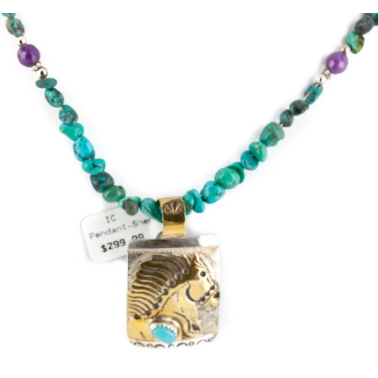 12kt Gold Filled and .925 Sterling Silver Handmade Horse Certified Authentic Navajo Turquoise Quartz Native American Necklace 24149-5-15851 12kt Gold Filled and .925 Sterling Silver Handmade Horse Certified Authentic Navajo Turquoise Quartz Native American Necklace 24149-5-15851