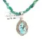 .925 Sterling Silver Handmade Certified Authentic Navajo Natural Turquoise Goldstone Native American Necklace 15065-24-15851