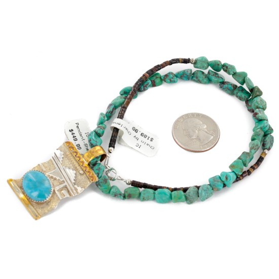 12kt Gold Filled .925 Sterling Silver Handmade Certified Authentic Navajo Turquoise Native American Necklace 740102-86-15781 12kt Gold Filled .925 Sterling Silver Handmade Certified Authentic Navajo Turquoise Native American Necklace 740102-86-15781
