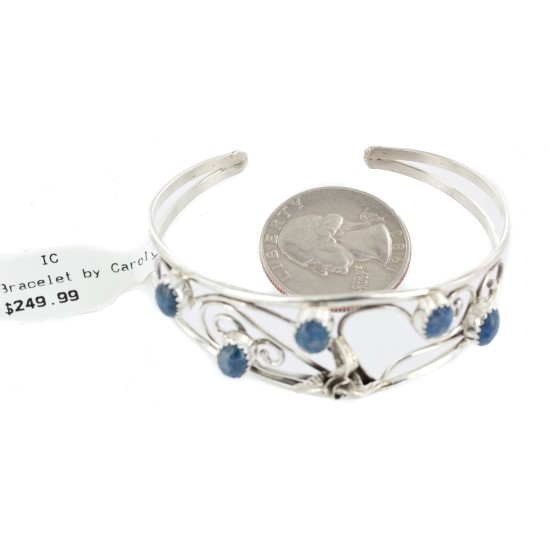 Handmade Certified Authentic Navajo .925 Sterling Silver Natural Lapis Native American Bracelet 12946-3