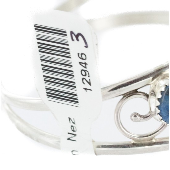 Handmade Certified Authentic Navajo .925 Sterling Silver Natural Lapis Native American Bracelet 12946-3