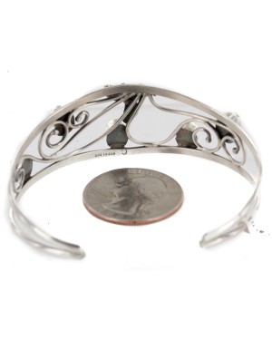 Handmade Certified Authentic Navajo .925 Sterling Silver White Howlite Turquoise Native American Bracelet 12946-2