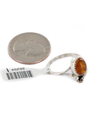 Handmade Certified Authentic Navajo Silver Amber Native American Ring Size 8 1/2 26204-1