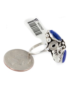 Handmade Certified Authentic Navajo .925 Sterling Silver Natural Lapis Lazuli Native American Ring Size 10 1/2 26206-32