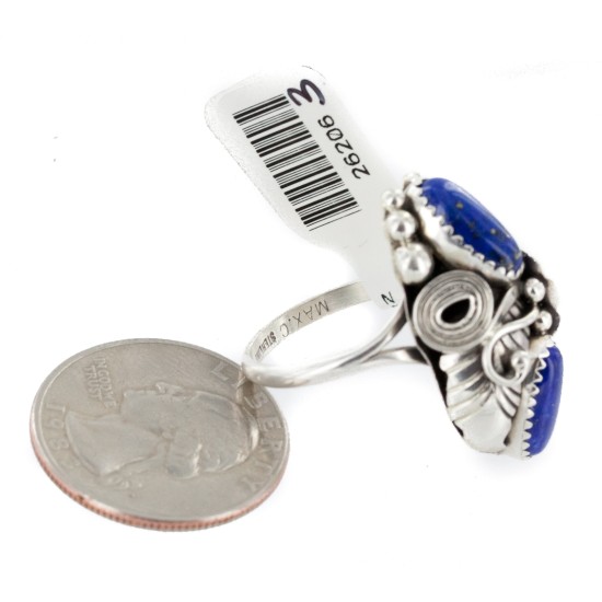 Handmade Certified Authentic Navajo .925 Sterling Silver Natural Lapis Lazuli Native American Ring Size 10 1/2 26206-32