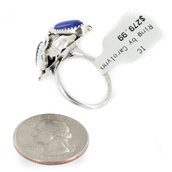 Handmade Certified Authentic Navajo .925 Sterling Silver Natural Lapis Lazuli Native American Ring Size 10 1/2 26206-32
