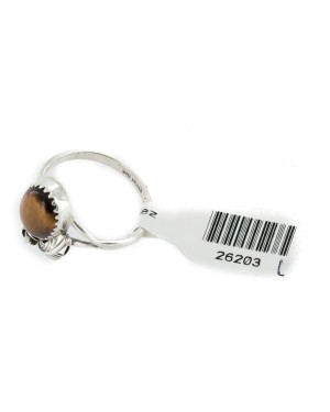 Handmade Certified Authentic Navajo .925 Sterling Silver Natural Tigers Eye Native American Ring Size 7 26203-1