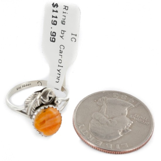 Handmade Certified Authentic Navajo .925 Sterling Silver Natural Spiny Oyster Native American Ring Size 8 26204-4