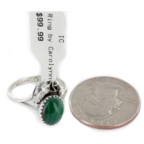 Handmade Certified Authentic Navajo .925 Sterling Silver Natural Malachite Native American Ring Size 6 26203-31