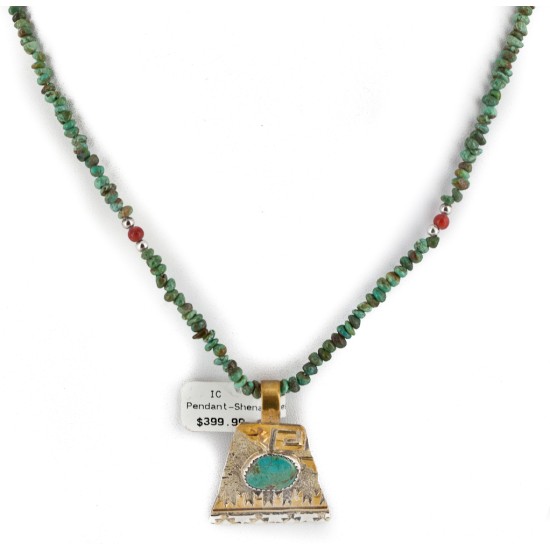 12kt Gold Filled .925 Sterling Silver Handmade Certified Authentic Navajo Natural Turquoise Coral Native American Necklace 740100-90-1570 12kt Gold Filled .925 Sterling Silver Handmade Certified Authentic Navajo Natural Turquoise Coral Native American Necklace 740100-90-1570