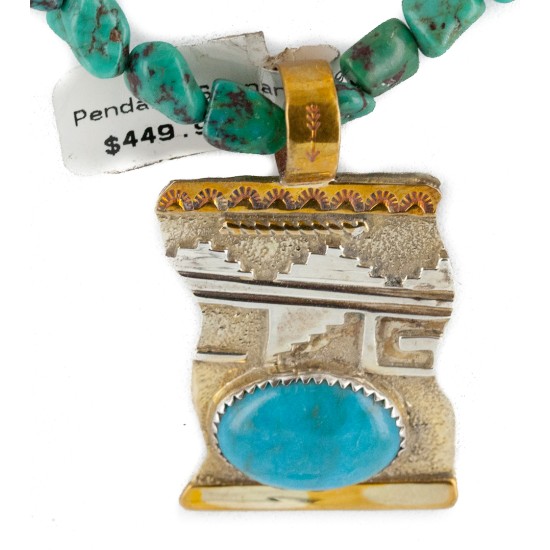12kt Gold Filled .925 Sterling Silver Handmade Certified Authentic Navajo Turquoise Native American Necklace 740102-86-15781 12kt Gold Filled .925 Sterling Silver Handmade Certified Authentic Navajo Turquoise Native American Necklace 740102-86-15781