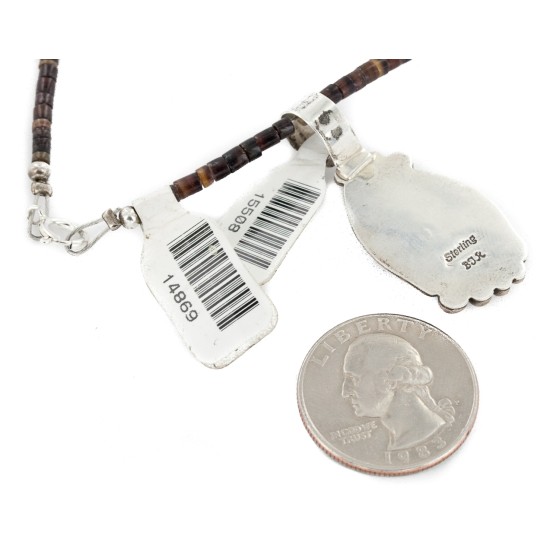 .925 Sterling Silver Certified Authentic Handmade Navajo Natural Turquoise Native American Necklace 15508-14869-1 .925 Sterling Silver Certified Authentic Handmade Navajo Natural Turquoise Native American Necklace 15508-14869-1