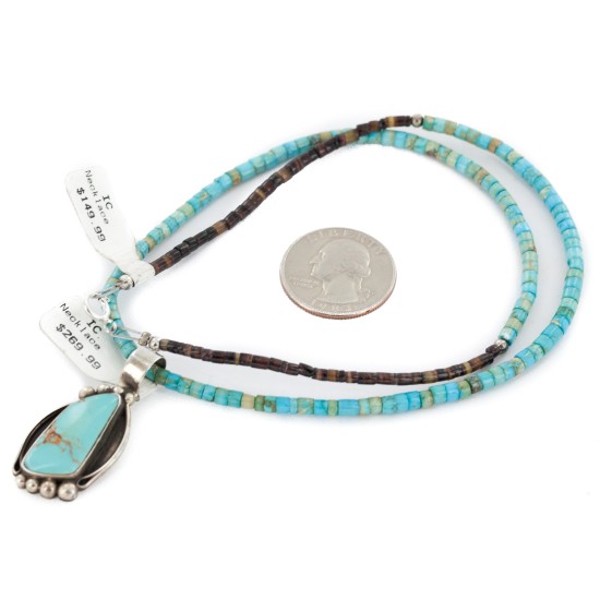 .925 Sterling Silver Certified Authentic Handmade Navajo Natural Turquoise Native American Necklace 15508-14869-1 .925 Sterling Silver Certified Authentic Handmade Navajo Natural Turquoise Native American Necklace 15508-14869-1