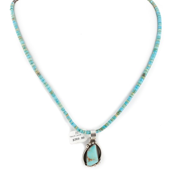 .925 Sterling Silver Certified Authentic Handmade Navajo Natural Turquoise Native American Necklace 15508-14869-1 .925 Sterling Silver Certified Authentic Handmade Navajo Natural Turquoise Native American Necklace 15508-14869-1