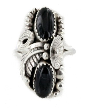 Handmade Certified Authentic Navajo .925 Sterling Silver Black Onyx Native American Ring  26206-2