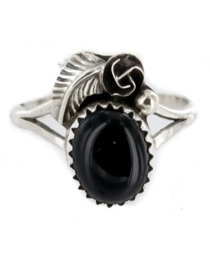 Handmade Certified Authentic Navajo .925 Sterling Silver Black Onyx Native American Ring Size 8 26203-4