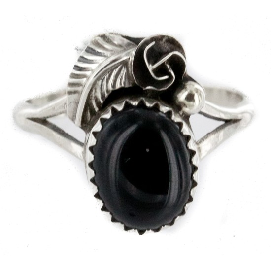 Handmade Certified Authentic Navajo .925 Sterling Silver Black Onyx Native American Ring Size 5 1/2 26203-41