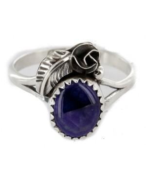 Handmade Certified Authentic Navajo .925 Sterling Silver Natural Amethyst Native American Ring 26203-2
