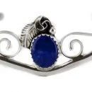 Handmade Navajo .925 Sterling Silver Natural Lapis Lazuli Native American Delicate Cuff Bracelet 12948-2