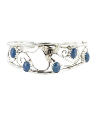 Handmade Certified Authentic Navajo .925 Sterling Silver Natural Lapis Native American Bracelet 12946-3