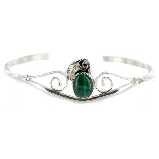 Handmade Certified Authentic Navajo .925 Sterling Silver Natural Malachite Native American Bracelet  12948-3