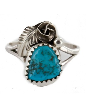 Handmade Certified Authentic Navajo .925 Sterling Silver Natural Turquoise Native American Ring 5 1/4 26204-3