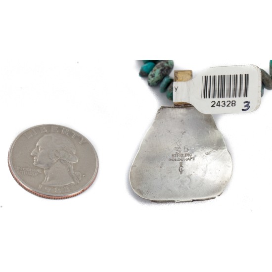 Face 12kt Gold Filled and .925 Sterling Silver Buffalo Handmade Certified Authentic Navajo Turquoise Coral Native American Necklace 24328-3-15979-2