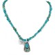 .925 Sterling Silver Certified Authentic Navajo Natural Turquoise Native American Necklace 1579-14869