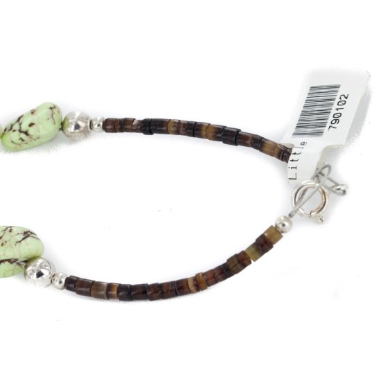 Storyteller 12kt Gold Filled .925 Sterling Silver Buffalo Handmade Certified Authentic Navajo Natural Gaspeite Hematite Native American Necklace 24346-1-790102