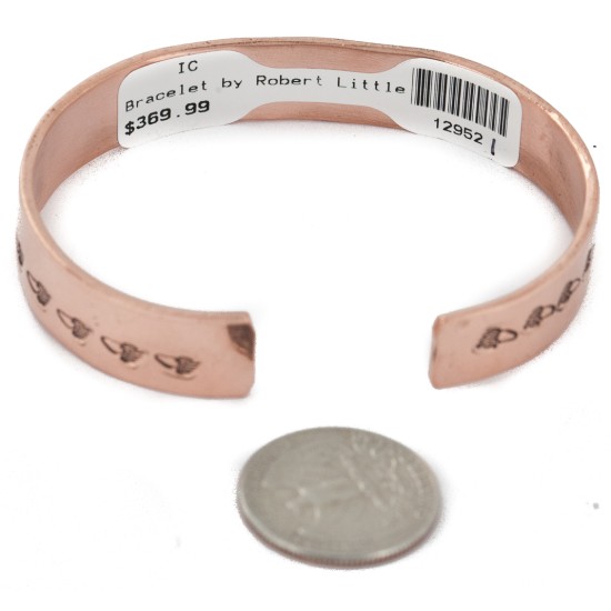Bear Navajo .925 Sterling Silver Handmade Certified Authentic Pure Copper Native American Bracelet 12952-11