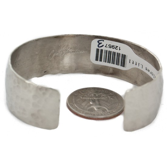 Handmade Certified Authentic Hammered Navajo Nickel Natural Turquoise Native American Bracelet 12957-3