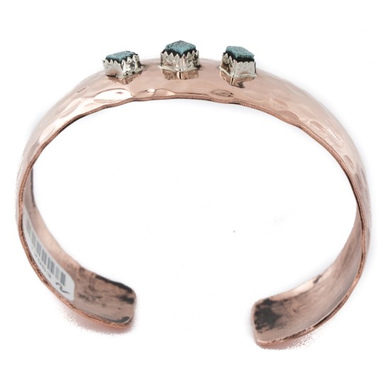 Handmade Certified Authentic Hammered Navajo Natural Turquoise Pure Copper Native American Bracelet 12953-2