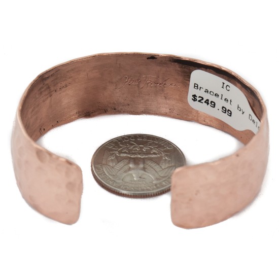 Handmade Certified Authentic Hammered Navajo Natural Turquoise Pure Copper Native American Bracelet 12953-2