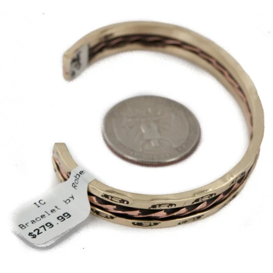 Handmade Feather Navajo Pure Copper and Brass Native American Bracelet 12958-4 Handmade Feather Navajo Pure Copper and Brass Native American Bracelet 12958-4