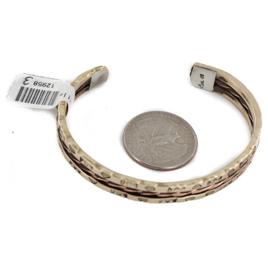 Certified Authentic Handmade Navajo Pure Copper and Brass Native American Bracelet 12958-3