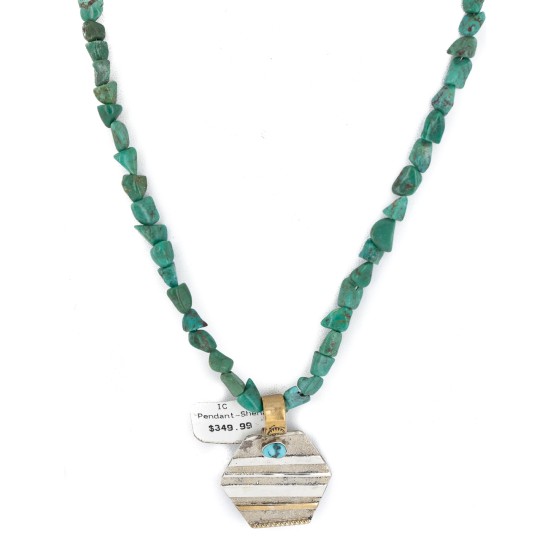 12kt Gold Filled .925 Sterling Silver Handmade Certified Authentic Navajo Turquoise Native American Necklace 740103-19-25296