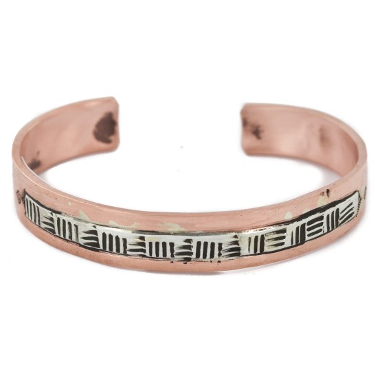 Certified Authentic Handmade Navajo Pure Copper and .925 Sterling Silver Native American Bracelet 12952-2