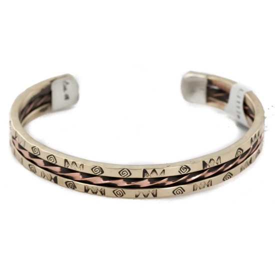 Certified Authentic Handmade Navajo Pure Copper and Brass Native American Bracelet 12958-3